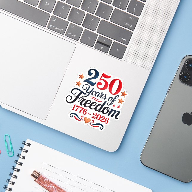 Sticker Vinyle pour la fête de la liberté du 250e annivers (Ordinateur portable avec iPhone)