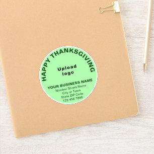 Sticker Vinyle Rond Vert Clair de Thanksgiving d'Affaires