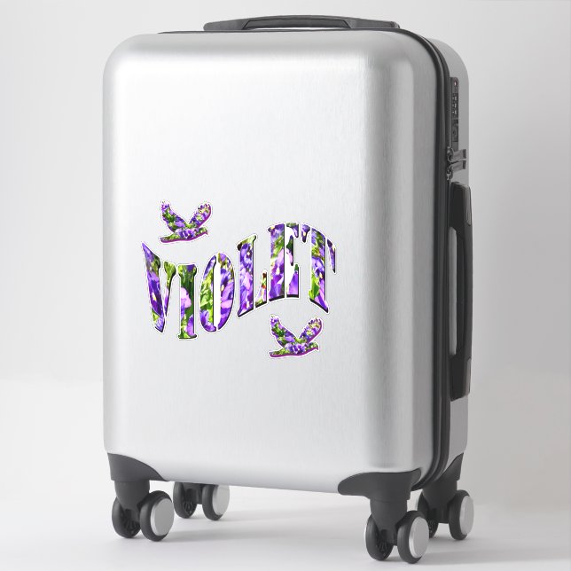 Sticker Violet Floral Girls Nom Violet, (Sur valise)