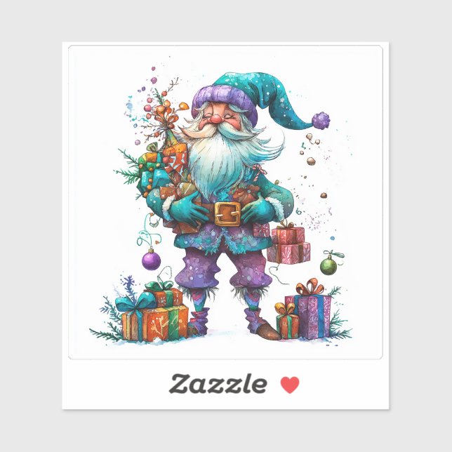 Sticker Violet Gnome Spreading Holiday Cheval (Feuille)