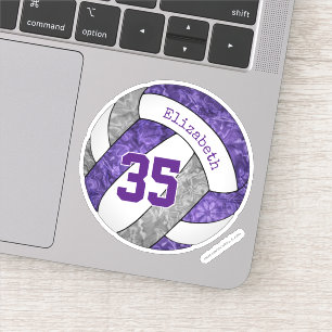 Sticker violet gris filles volleyball nom du joueur