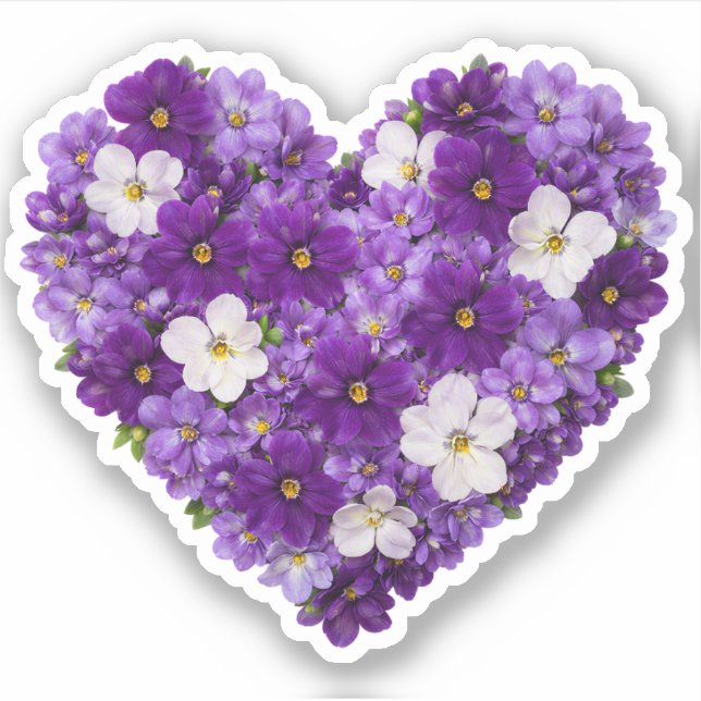 Sticker Violet Heart February Birth Flower (Devant)