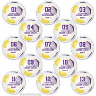 Sticker violet or enfants équipe de football couleurs 13 s