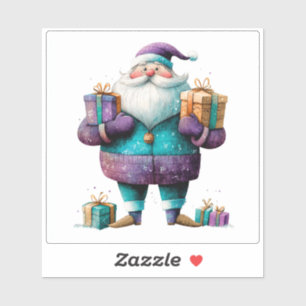 Sticker Violet Père Noël apporte la joie de Noël