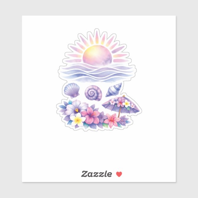 Sticker violet watercolor creative beach (Feuille)