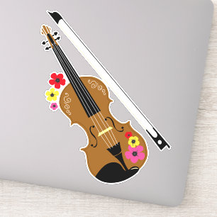 Sticker Violon et fleurs, Joli violoniste