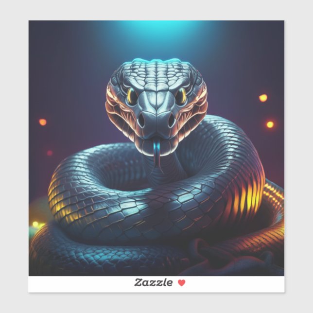 Sticker Vipère Argentée Serpent Langue Fouettante (Feuille)