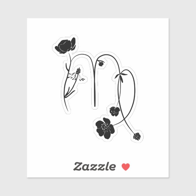 Sticker Virgo signe zodiaque fleur de naissance noir chic  (Feuille)