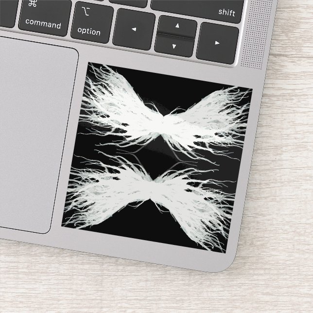 Sticker Virtues Abstract White Wings Alcohol Ink Art (Détail)