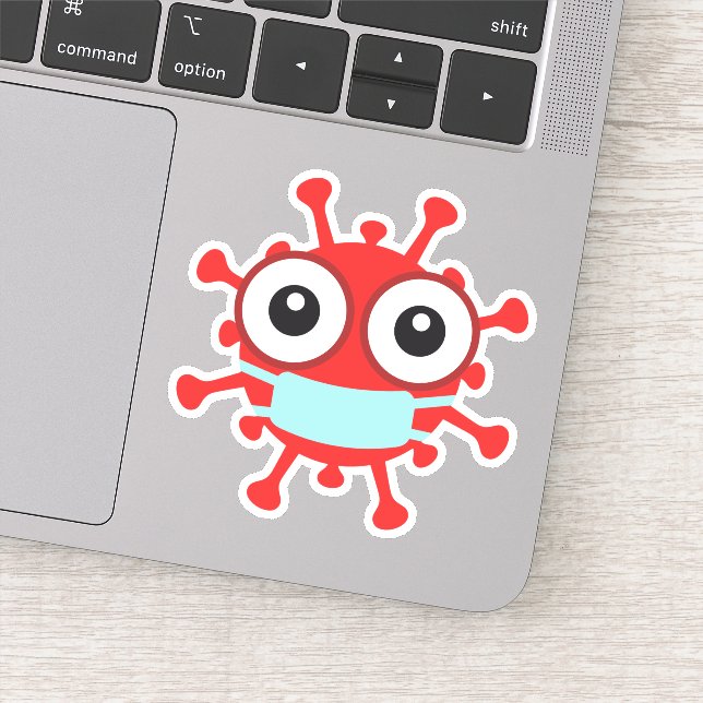 Sticker Virus rouge avec masque facial (Détail)