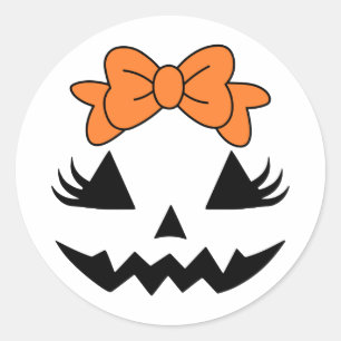 Sticker Visage Citrouille Cute Bow