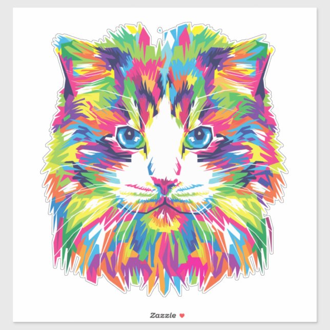 Sticker Visage de Chat Design Géométrique Prismatique-3245 (Feuille)