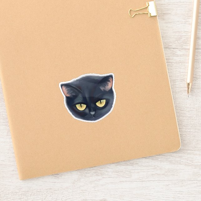Sticker Visage de chat noir mignon (Carnet)