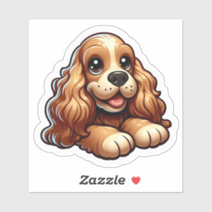 Sticker Visage de chiot Cocker Spaniel Chibi mignon