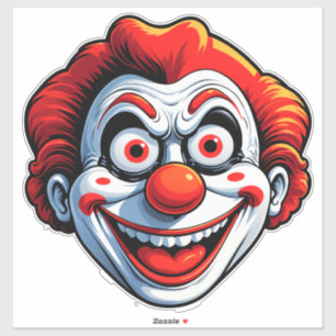 Sticker Visage de Clown de Dessin Animé