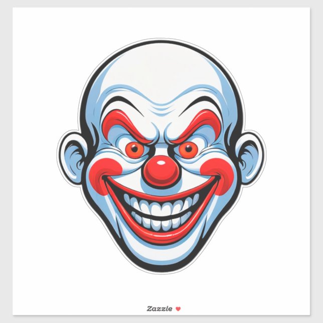 Sticker Visage de Clown de Dessin Animé (Feuille)