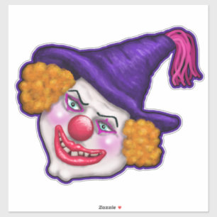 Sticker Visage de clown déplaisant pour Halloween amusant