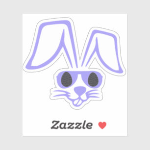 Sticker Visage de Lapin avec Lunettes de Soleil Drôle de P