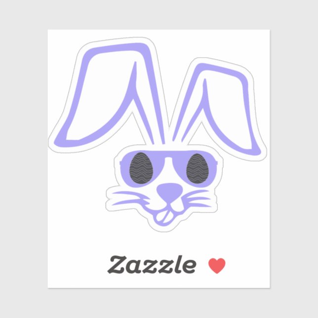 Sticker Visage de Lapin avec Lunettes de Soleil Drôle de P (Feuille)
