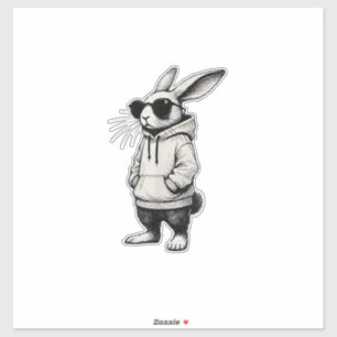 Sticker Visage de lapin avec lunettes de soleil Jour de Pâ