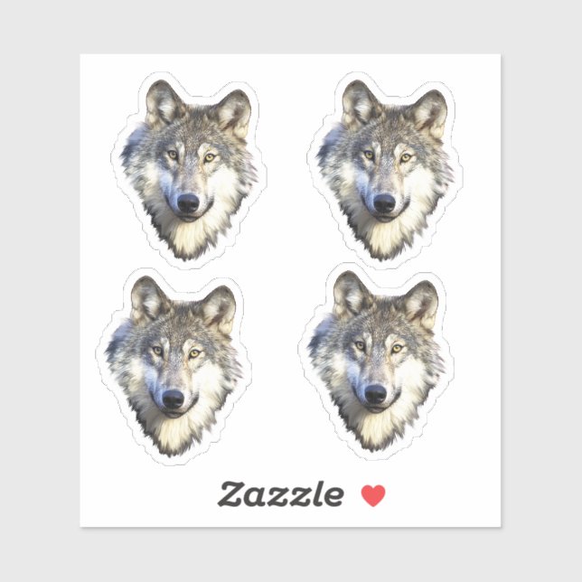 Sticker Visage de loup sauvage (Feuille)