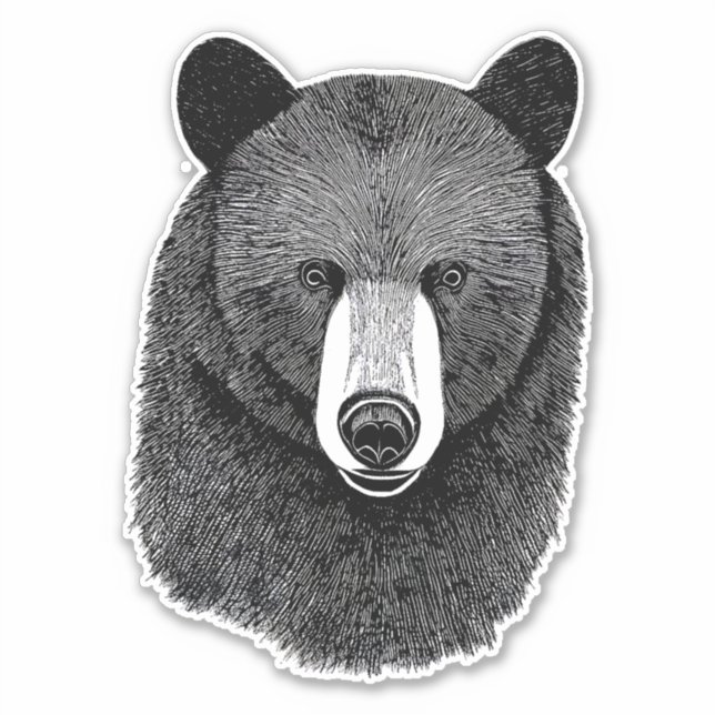 Sticker Visage de l'ours noir dessin original de l'art ani (Devant)