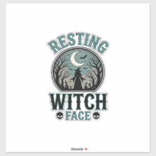 Sticker Visage de sorcière au repos design Halloween vinta