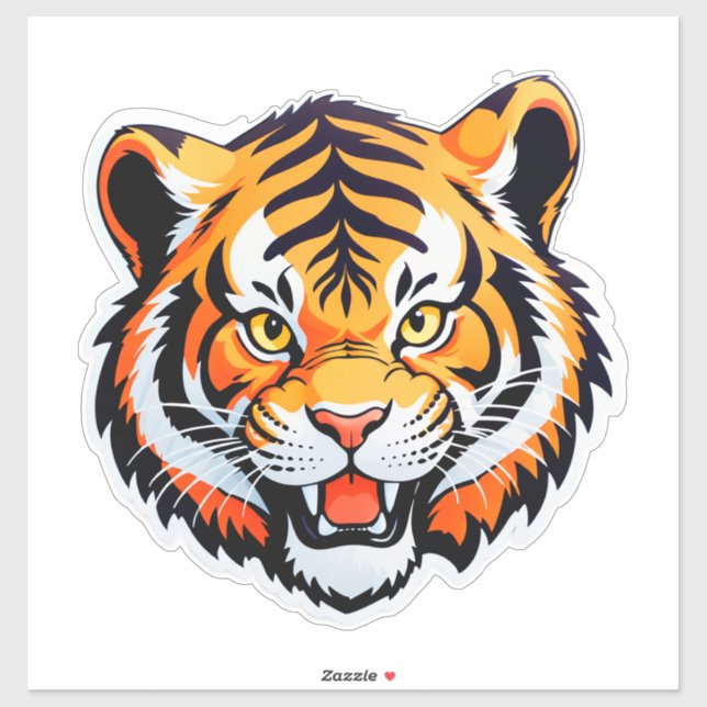 Sticker Visage de Tigre Vibrant (Feuille)