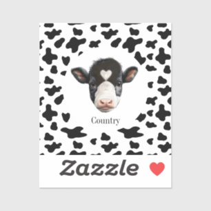 Sticker Visage de vache noir et blanc