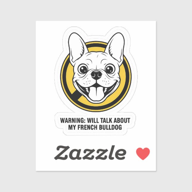 Sticker Visage drôle de Bouledogue Français Design de Fren (Feuille)