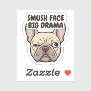 Sticker Visage Écrasé Grand Drame Drôle Design Bouledogue