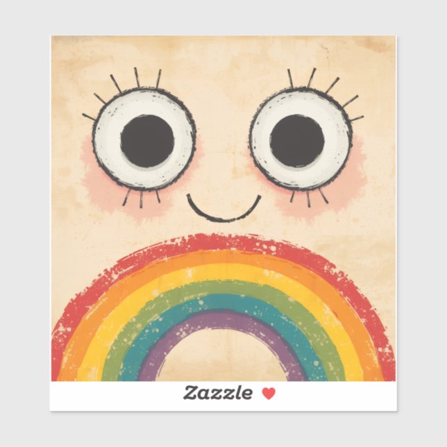 STICKER VISAGE HEUREUX ARC-EN-CIEL (Feuille)