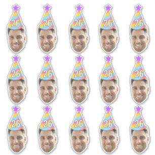 Sticker Visage personnalisé 20e 30e 40e 50e 60e 70e annive