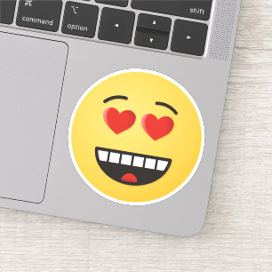 Sticker Visage souriant aux yeux en forme de coeur