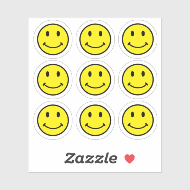 Sticker Visage Souriant Jaune Clair Rétro (Feuille)