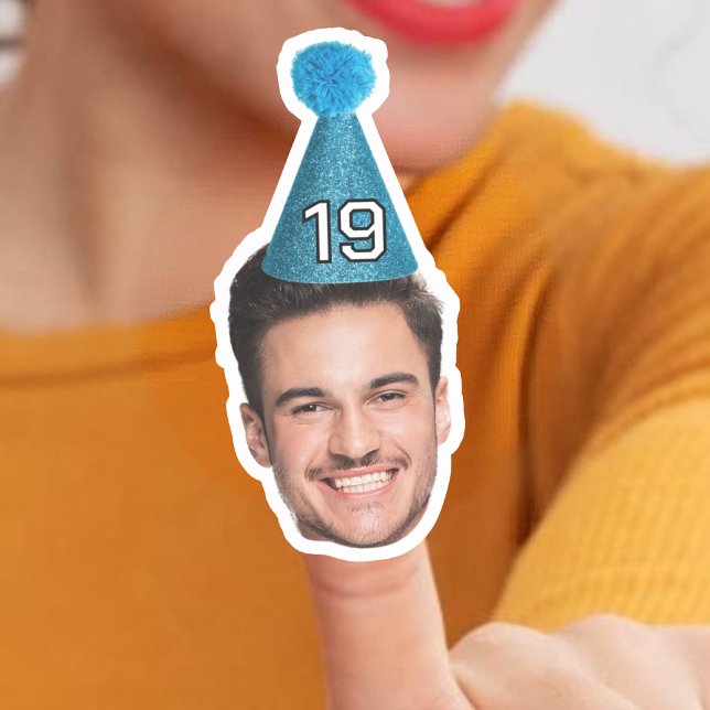Sticker Visages customisés Photo Party casquette Anniversa (Créateur téléchargé)