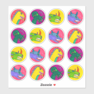 Sticker "Visages de Dragon Monstre" Planche d'autocollants