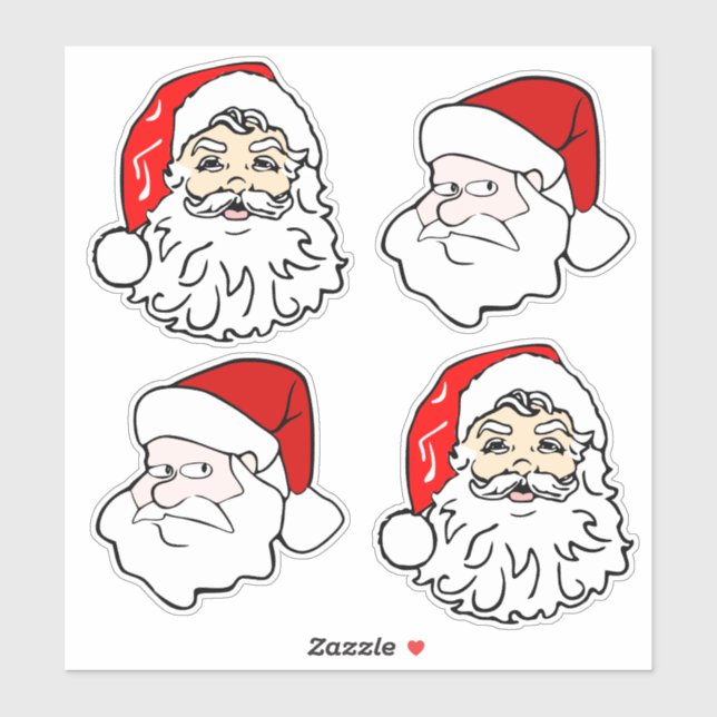 Sticker Visages de Père Noël Classiques et Modernes (Feuille)