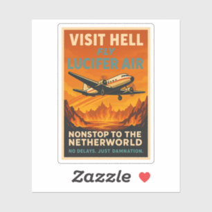 Sticker Visit Hell - Poster du Vintage voyage aérien de Fl