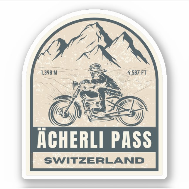 Sticker Visite en moto du col d'Ächerli (Devant)