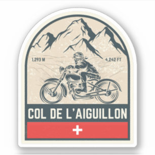 Sticker Visite en moto du Col de l'Aiguillon alpes suisses