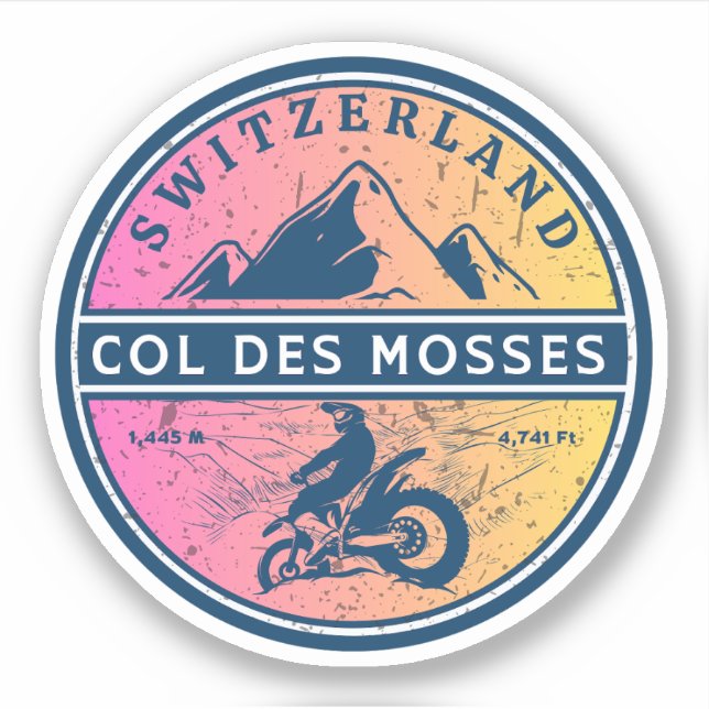 Sticker Visite en moto du Col des Mosses alpes suisses (Devant)
