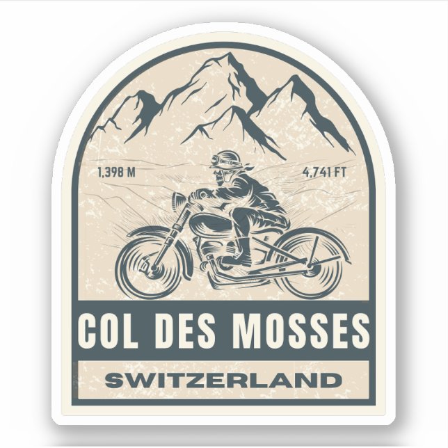 Sticker Visite en moto du Col des Mosses alpes suisses (Devant)