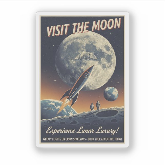 Sticker Visitez la Lune - Affiche de voyage rétro (Devant)