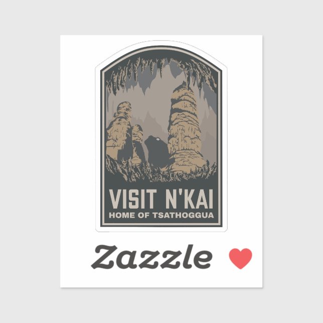 Sticker Visitez N'kai Travel Poster Lovecraft Tsathoggua (Feuille)