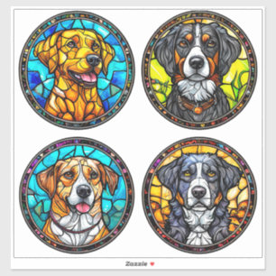 Sticker Vitrail de diverses races de chiens