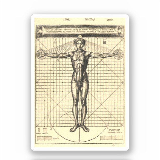 Sticker Vitruvian Man (Vitruvius : De architectura) (Recto)