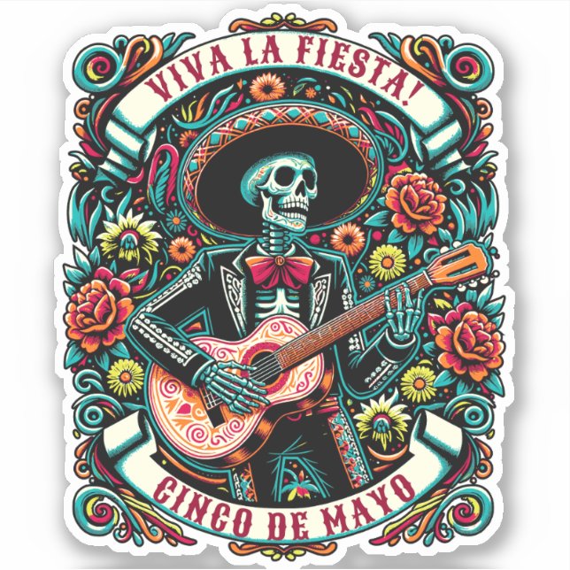 Sticker Viva La Fiesta ! Design Cinco de Mayo (Devant)