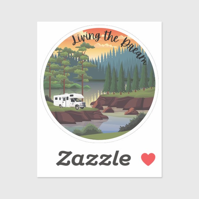 Sticker Vivre Le Rêve Avec Motorhome Classe C (Feuille)