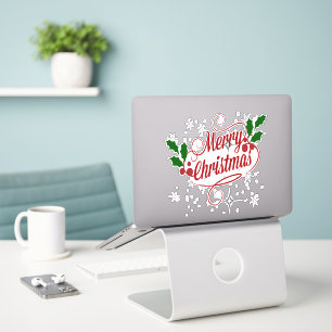 Sticker Vœu de Joyeux Noël dans des couleurs de fêtes fest